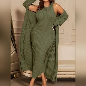 Elegant Green Long Sleeve Dress